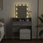 makeupbord med LED-lys 80x41x144,5 cm grå sonoma-eg