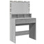 makeupbord med LED-lys 80x41x134,5 cm grå sonoma-eg