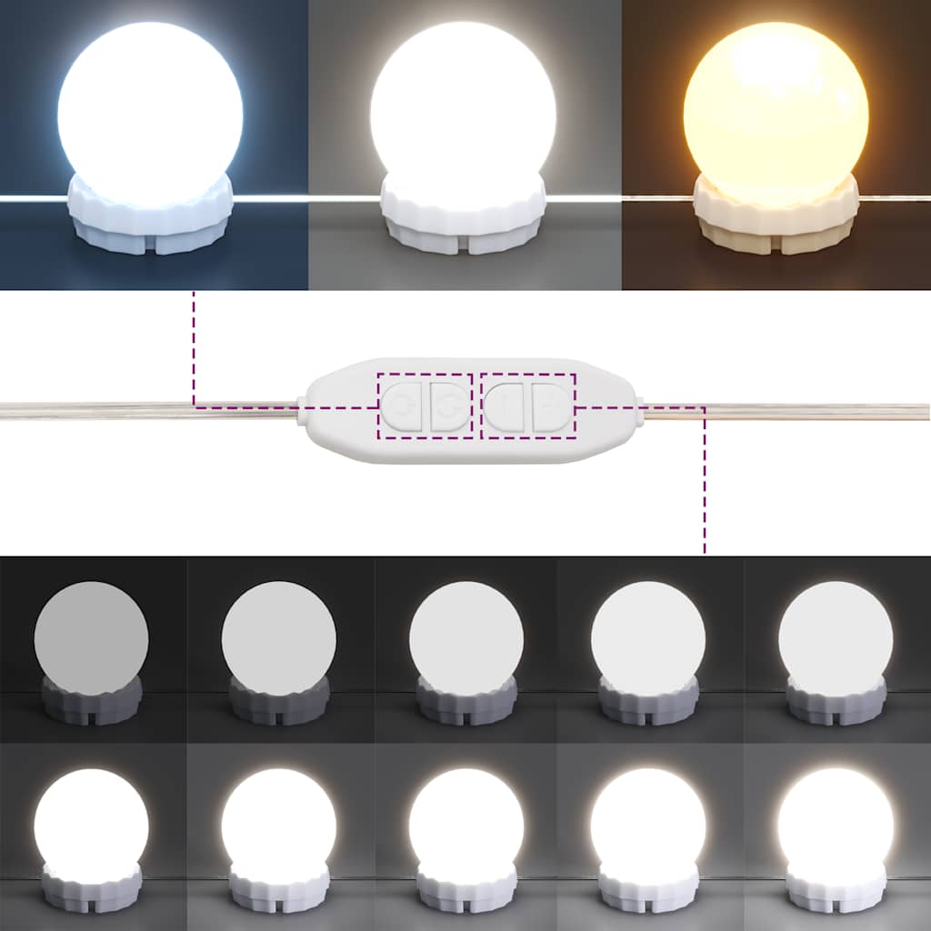 makeupbord med LED-lys 80x41x134,5 cm grå sonoma-eg