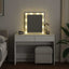 makeupbord med LED-lys 100x40x130 cm hvid