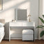 makeupbord med LED-lys 100x40x130 cm hvid
