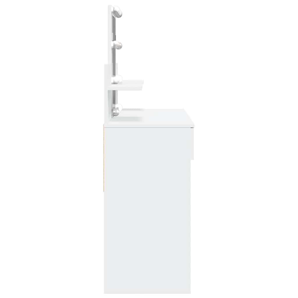 makeupbord med LED-lys 100x40x130 cm hvid