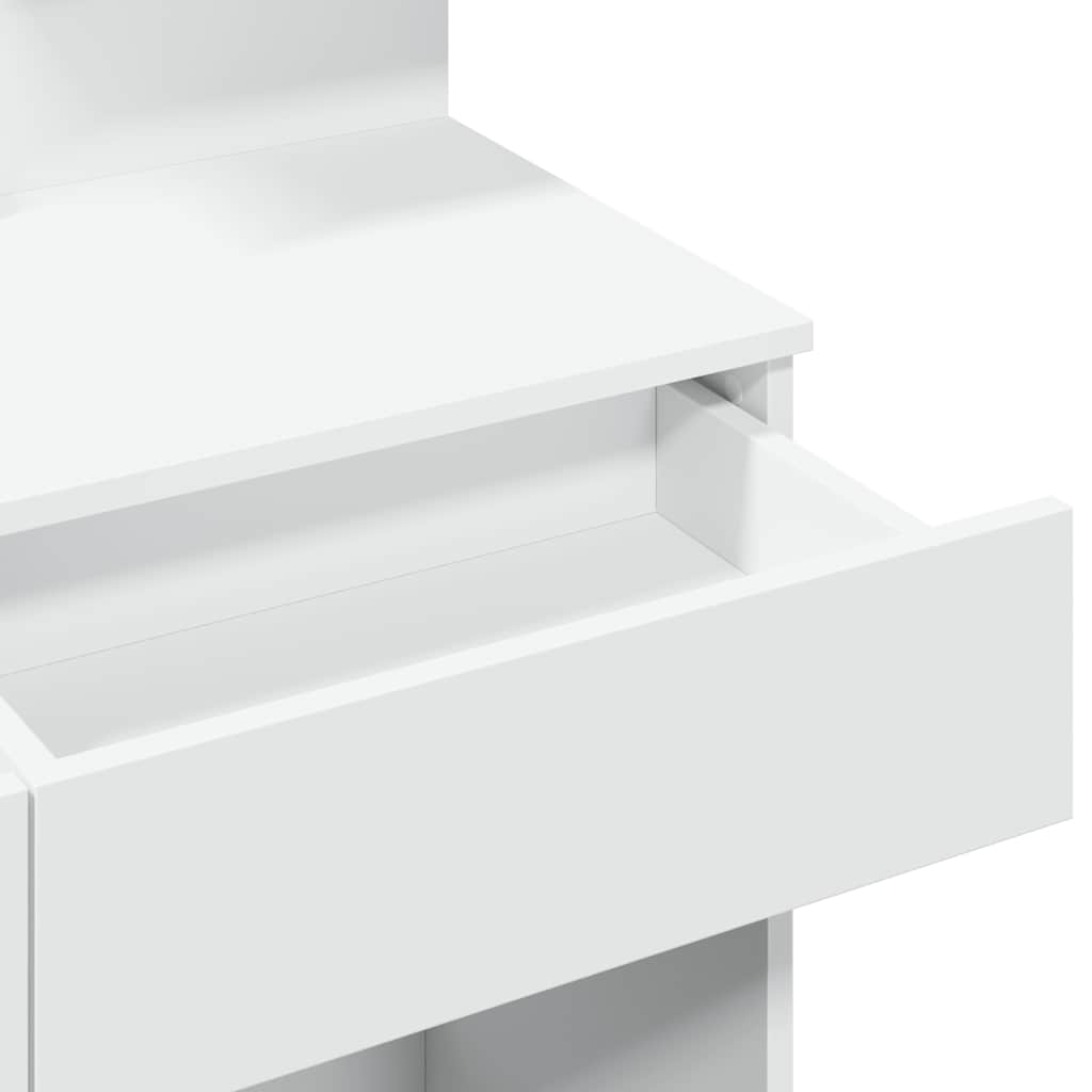 makeupbord med LED-lys 100x40x130 cm hvid
