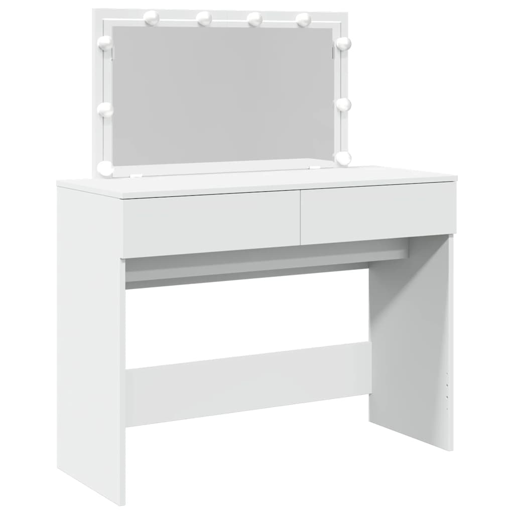 makeupbord med LED-lys 100x40x120 cm hvid