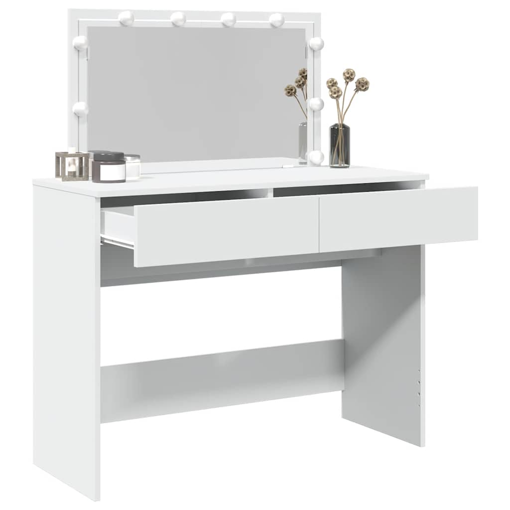 makeupbord med LED-lys 100x40x120 cm hvid
