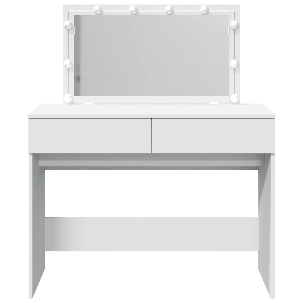 makeupbord med LED-lys 100x40x120 cm hvid