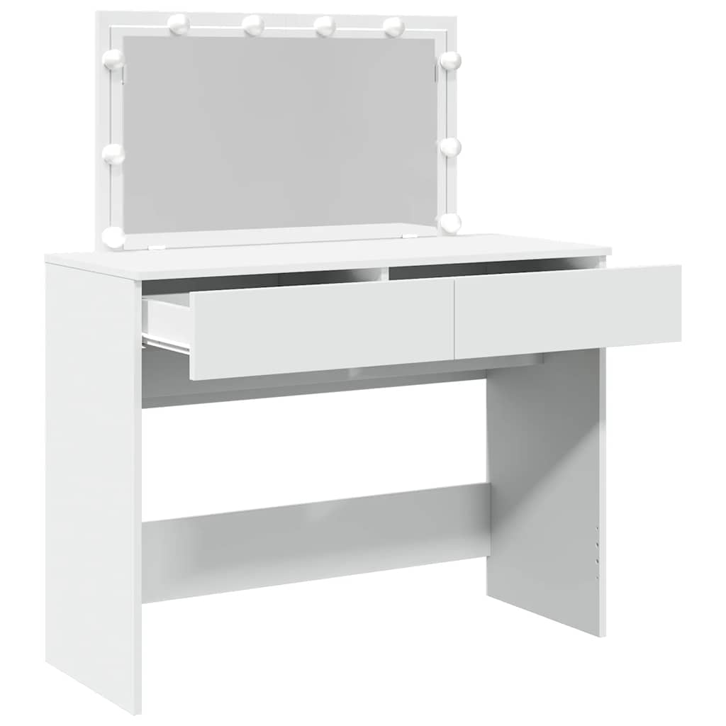 makeupbord med LED-lys 100x40x120 cm hvid