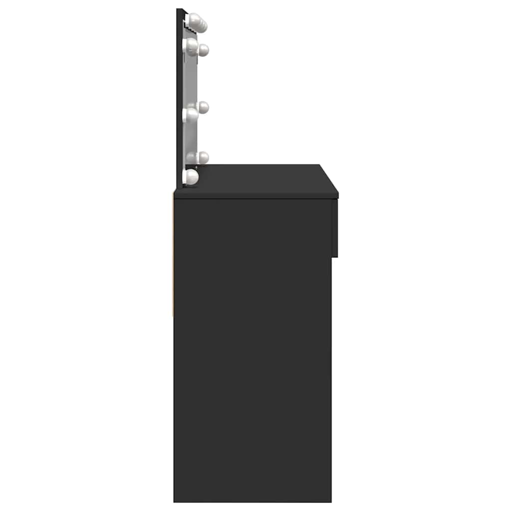 makeupbord med LED-lys 100x40x120 cm sort
