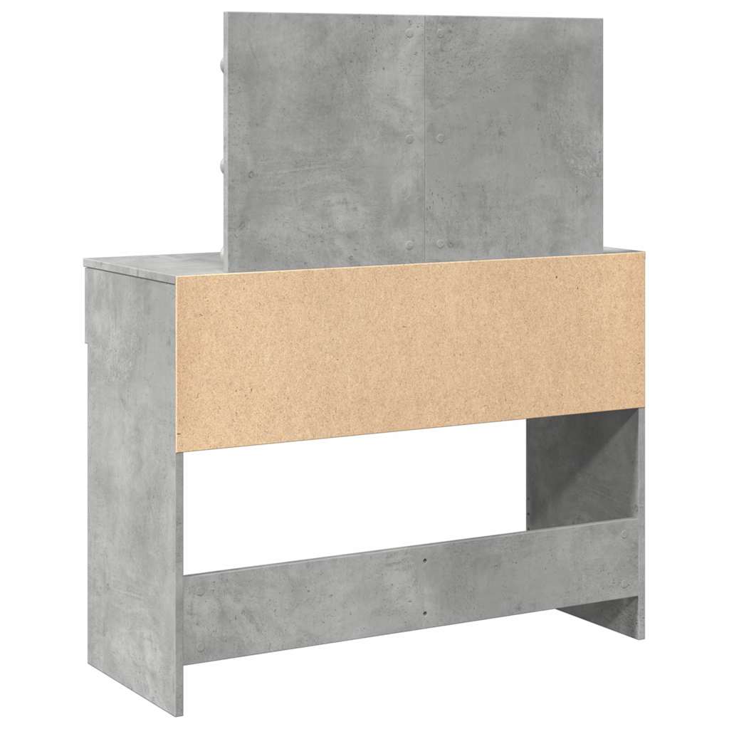 makeupbord med LED-lys 100x40x120 cm betongrå