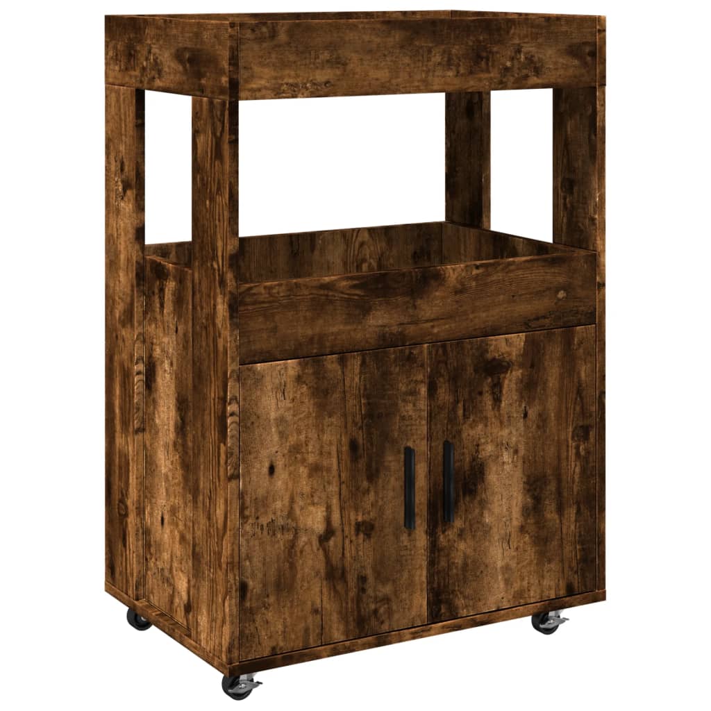 barvogn 60x39,5x89 cm konstrueret træ røget egetræsfarve