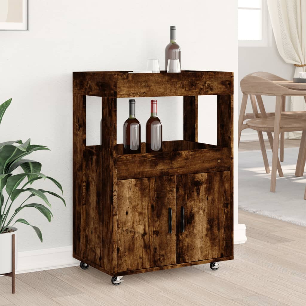 barvogn 60x39,5x89 cm konstrueret træ røget egetræsfarve