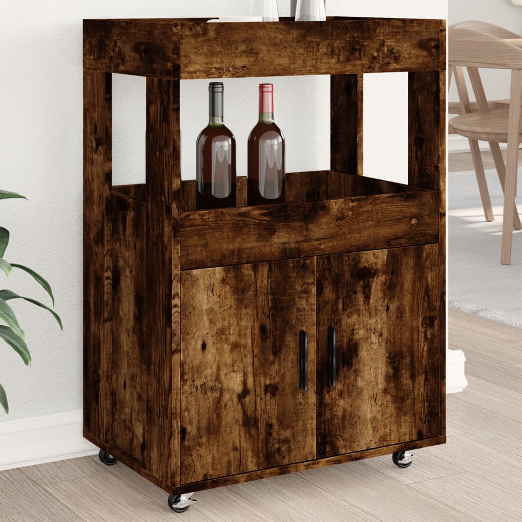 barvogn 60x39,5x89 cm konstrueret træ røget egetræsfarve