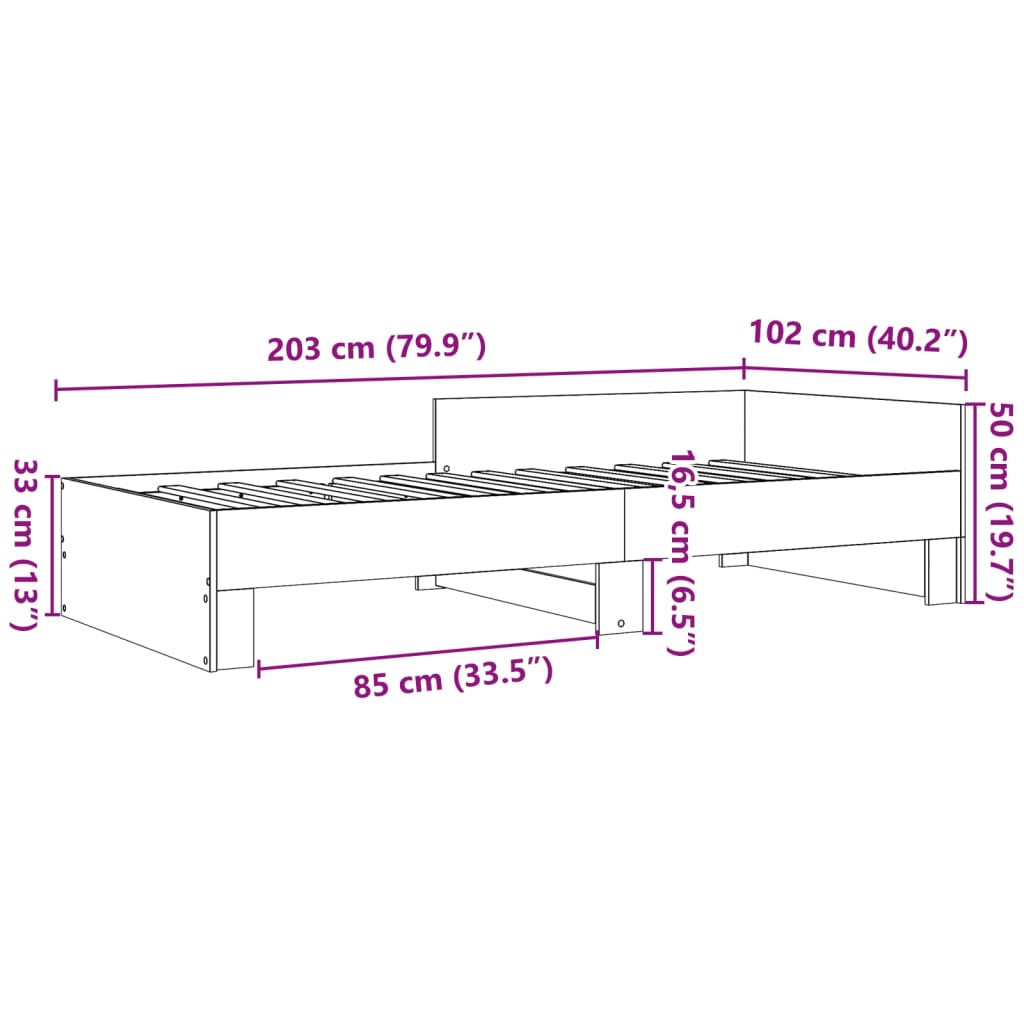 sengeramme 100x200 cm konstrueret træ betongrå