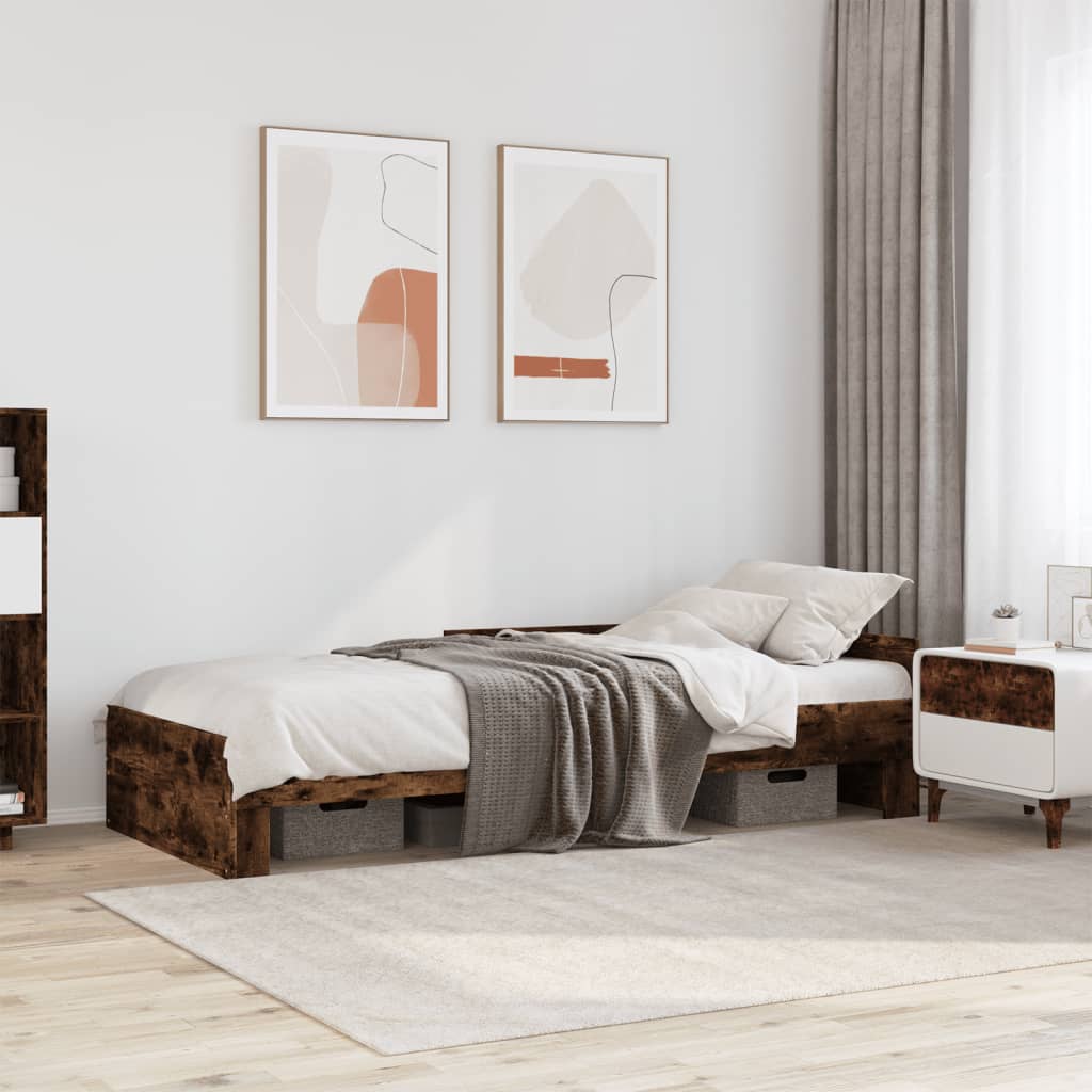 sengeramme 100x200 cm uden madras konstrueret træ røget eg