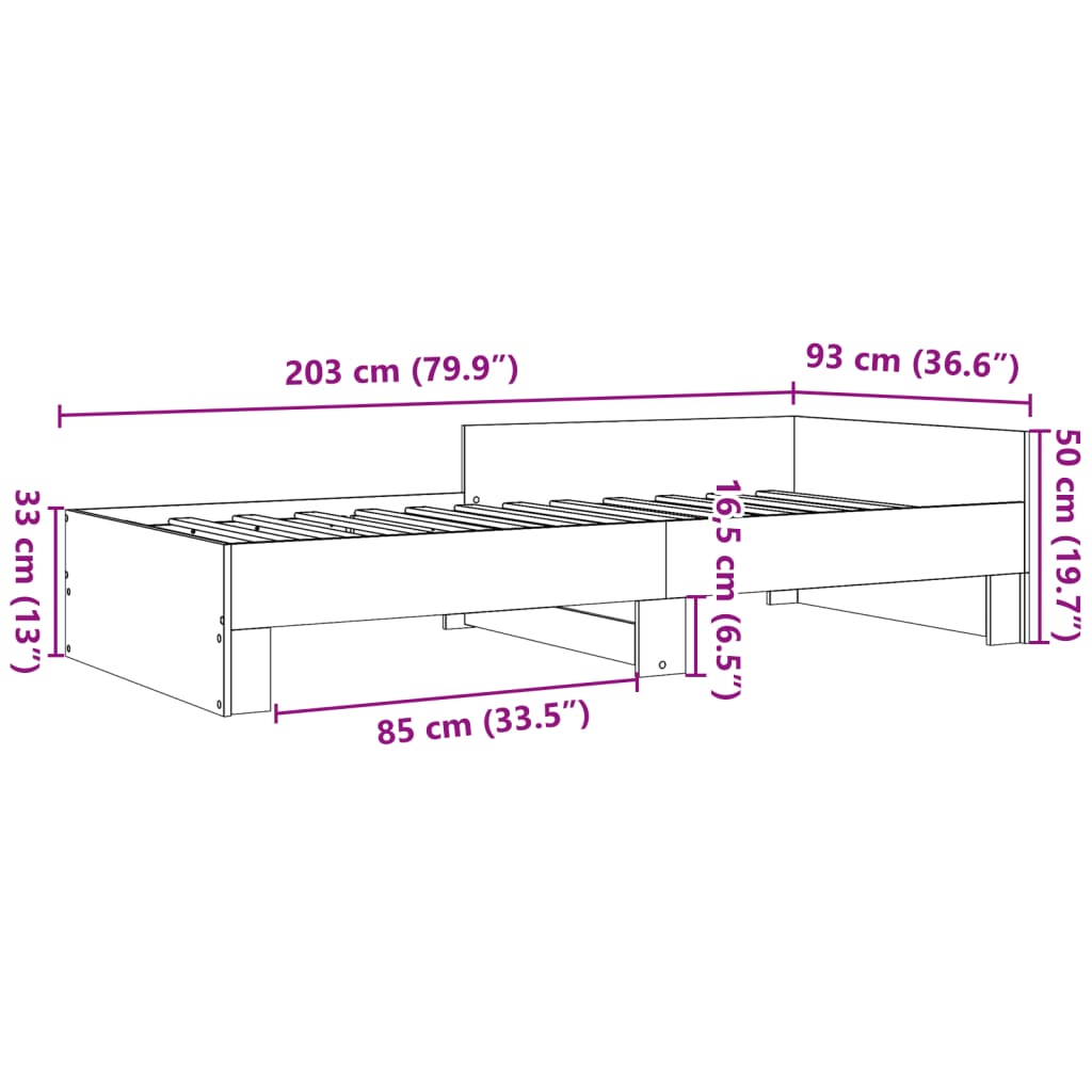 sengeramme 90x200 cm konstrueret træ betongrå