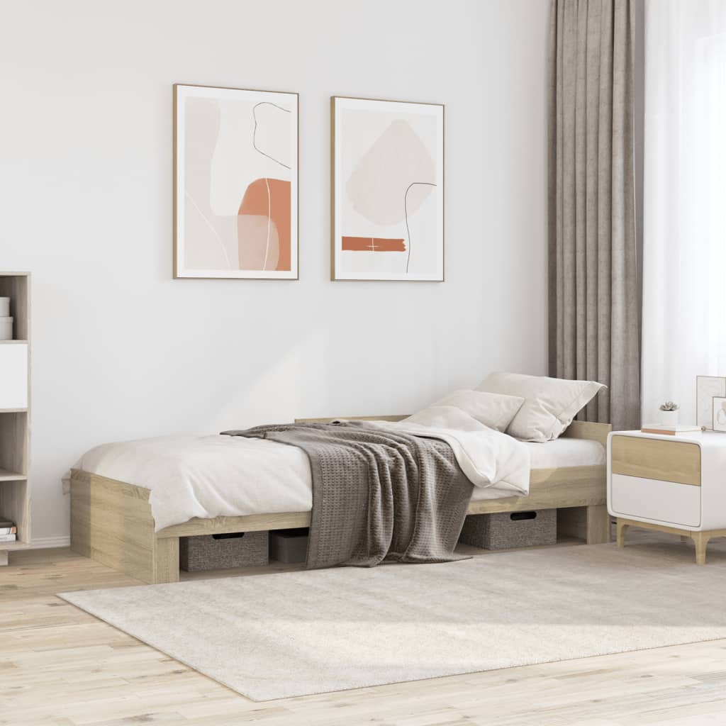 sengeramme 90x190 cm uden madras konstrueret træ sonoma-eg