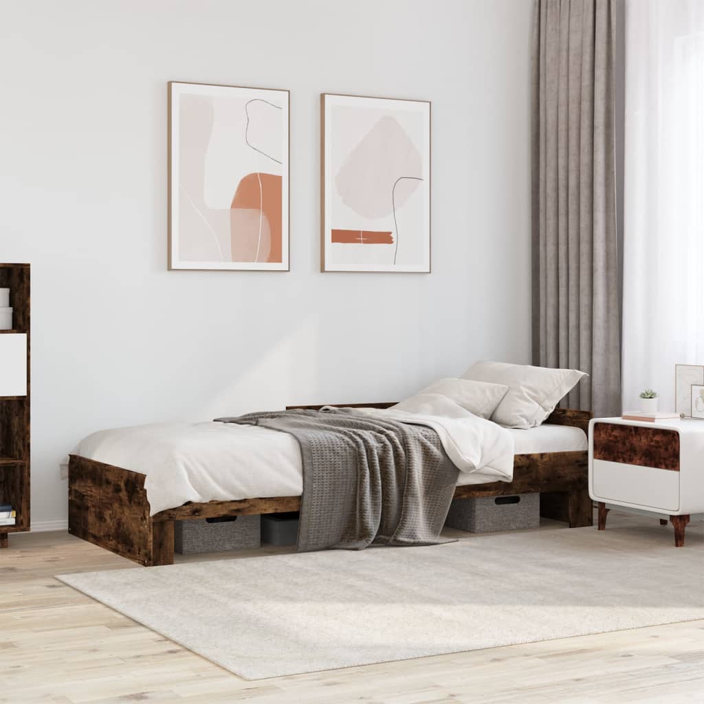 sengeramme 90x190 cm uden madras konstrueret træ røget eg