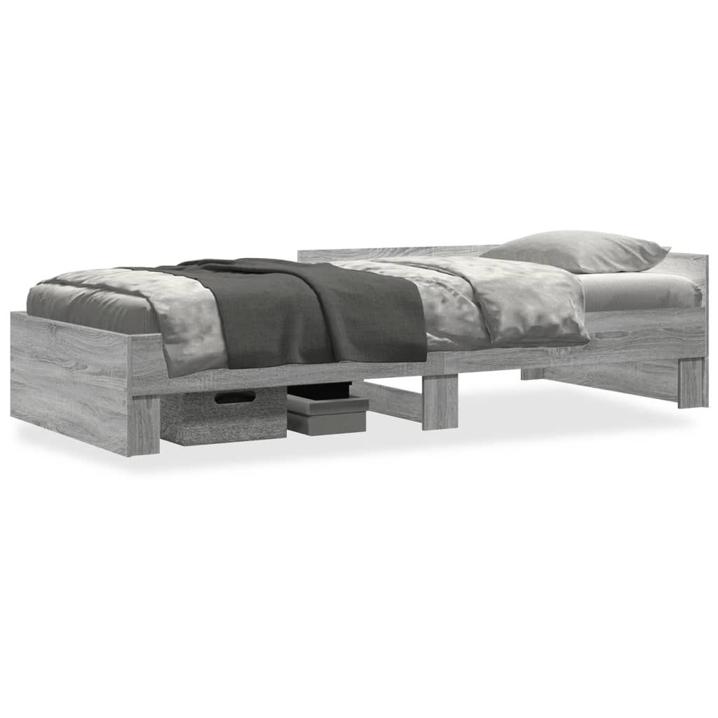 sengeramme 90x190 cm konstrueret træ grå sonoma-eg
