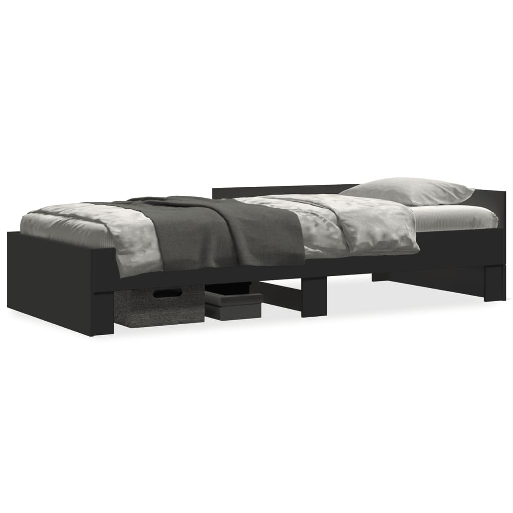 sengeramme 75x190 cm konstrueret træ sort