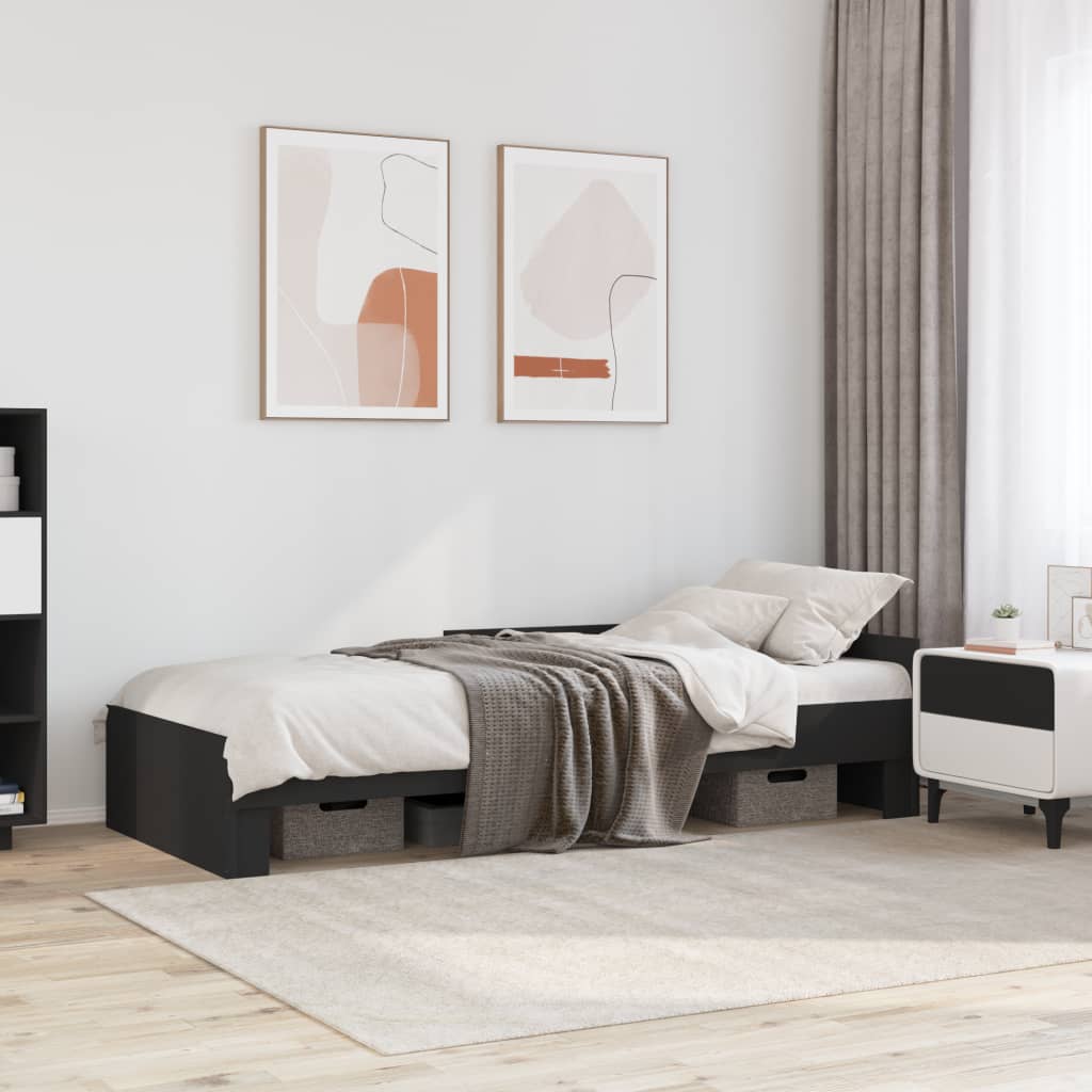 sengeramme 75x190 cm konstrueret træ sort
