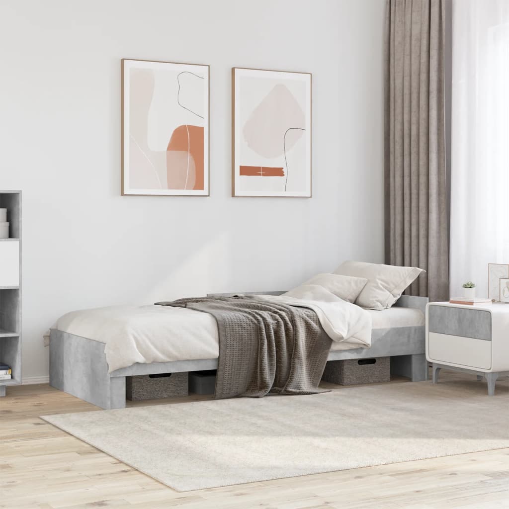 sengeramme 75x190 cm konstrueret træ betongrå