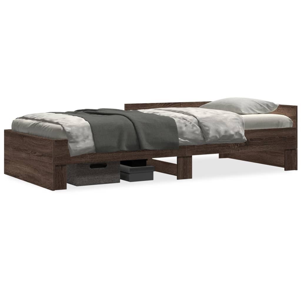 sengeramme 75x190 cm uden madras konstrueret træ brunt eg