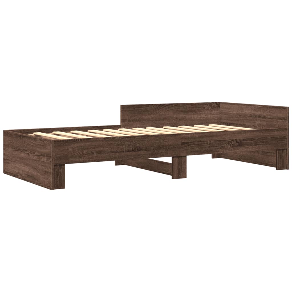 sengeramme 75x190 cm uden madras konstrueret træ brunt eg
