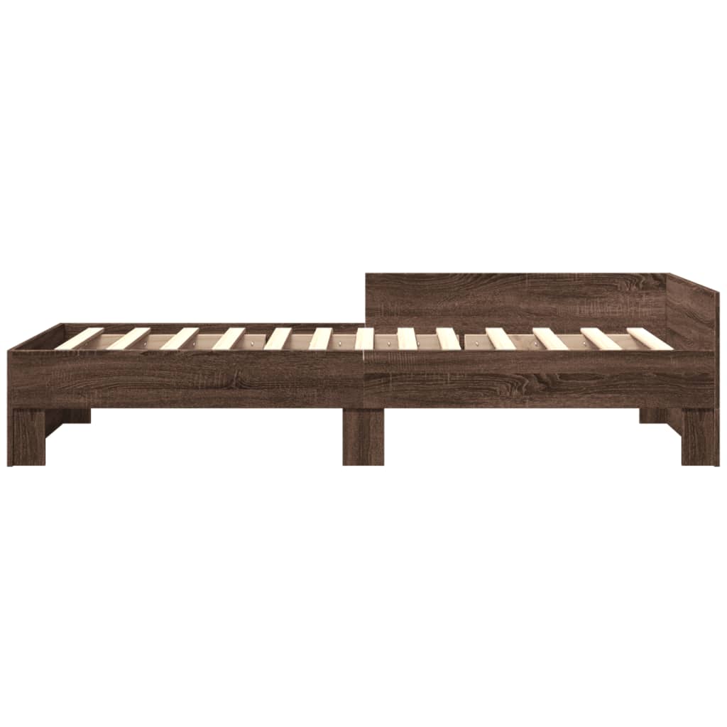 sengeramme 75x190 cm uden madras konstrueret træ brunt eg