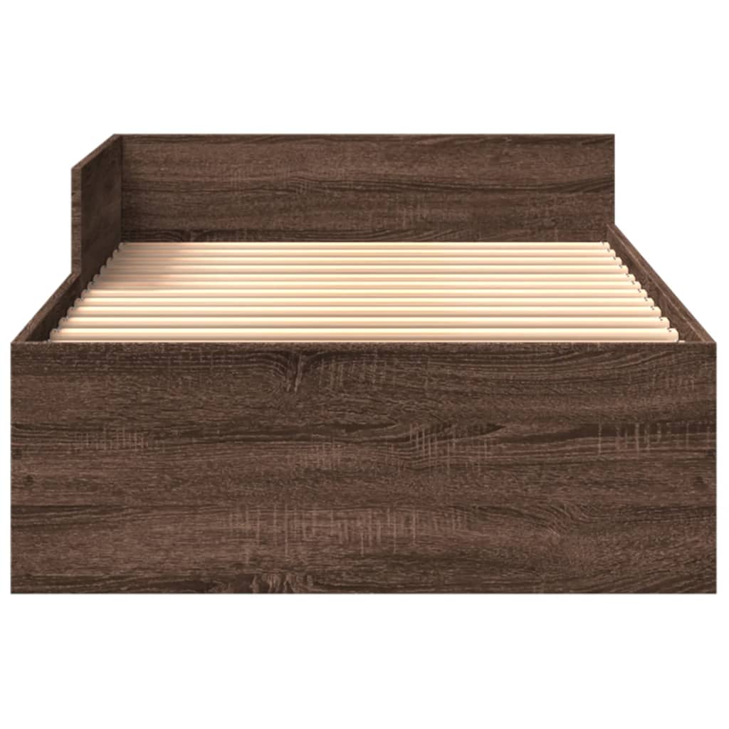 sengeramme 75x190 cm uden madras konstrueret træ brunt eg