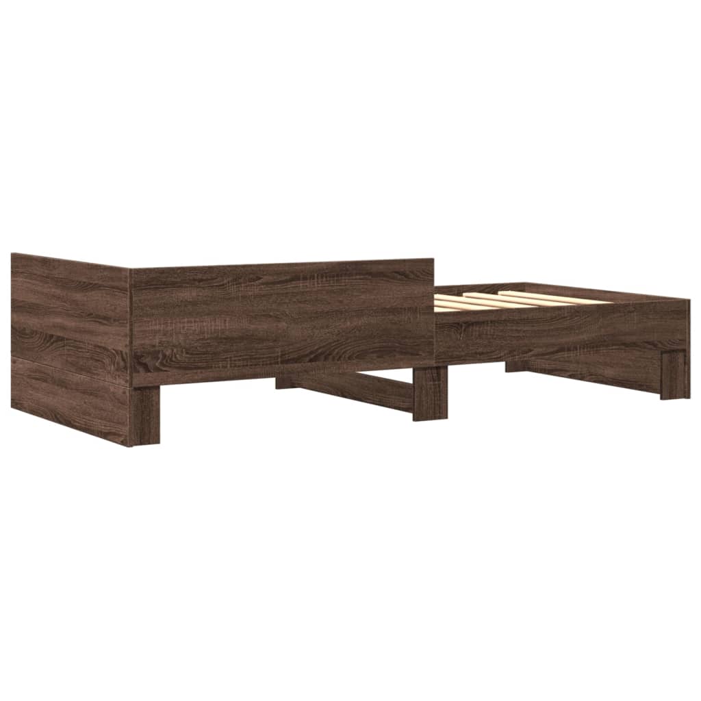 sengeramme 75x190 cm uden madras konstrueret træ brunt eg