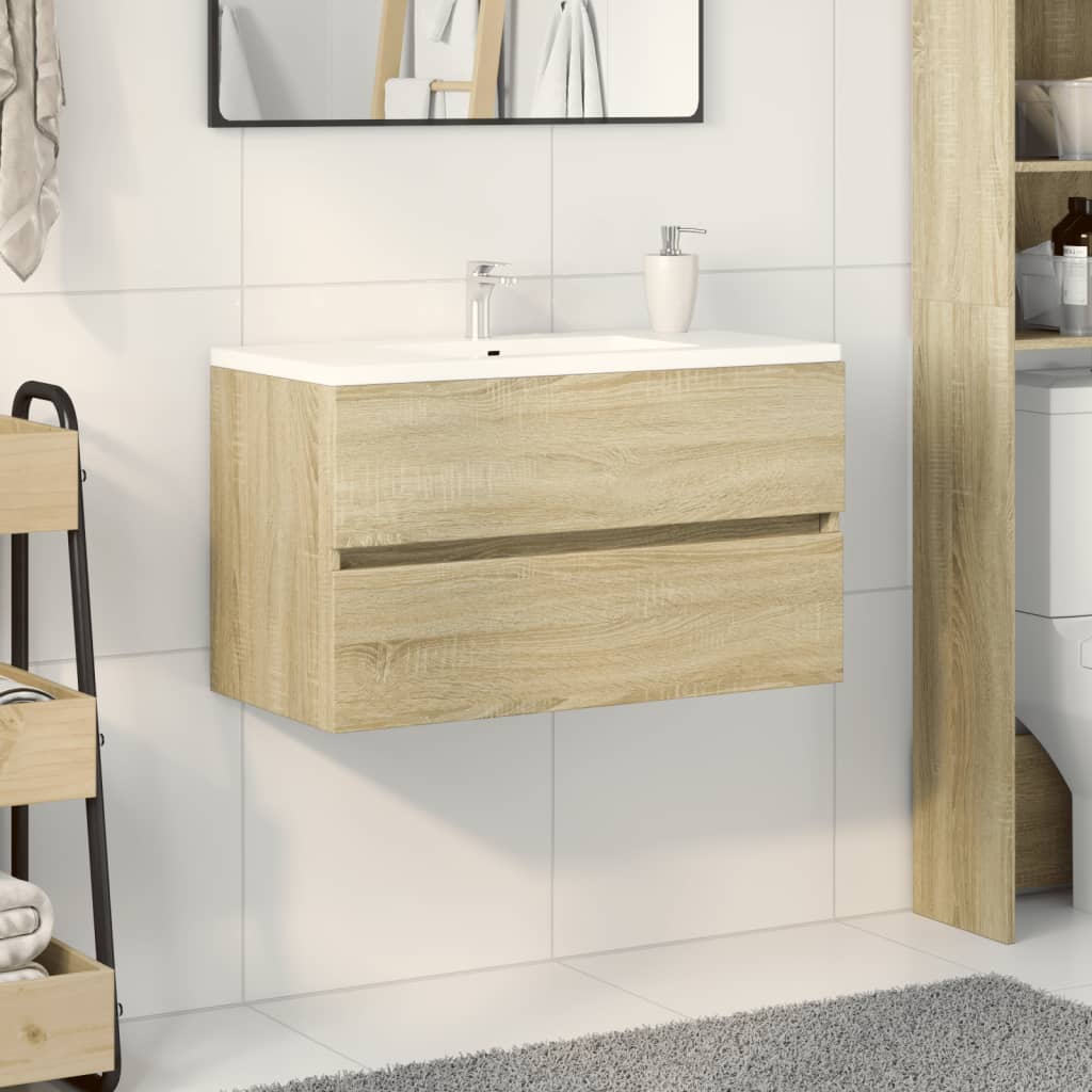 vaskeskab 80x38,5x45 cm konstrueret træ sonoma-eg