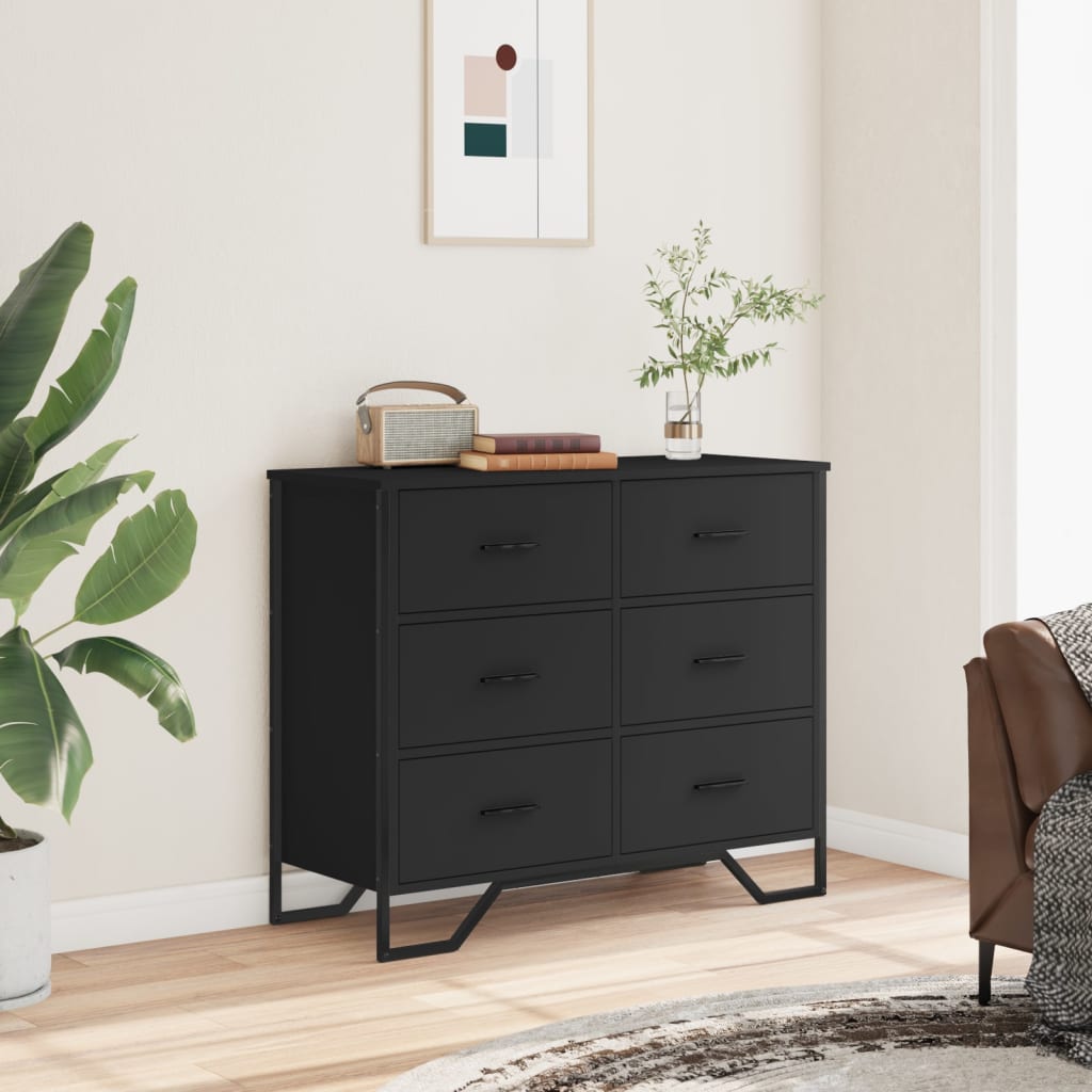 kommode 91x35,5x74,5 cm konstrueret træ sort