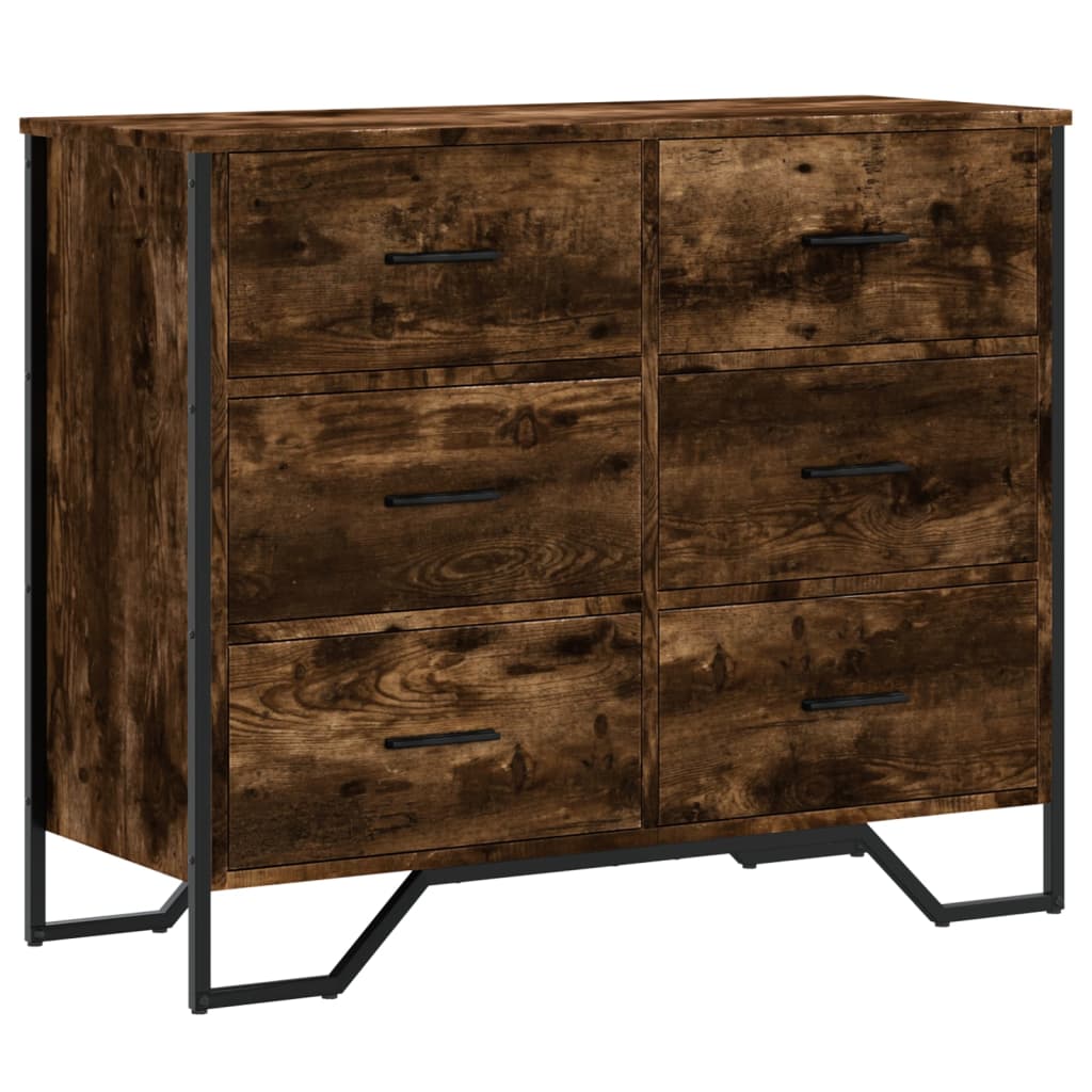kommode 91x35,5x74,5 cm konstrueret træ røget egetræsfarve