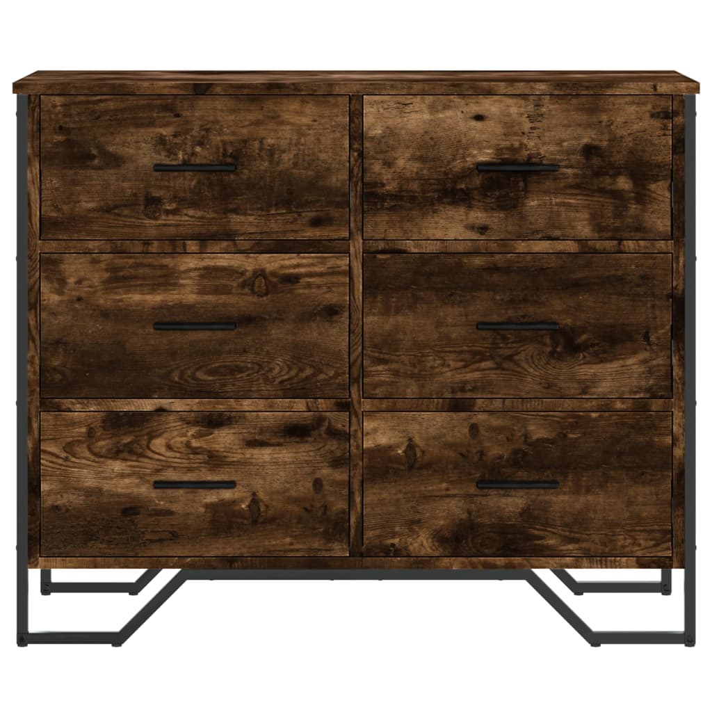 kommode 91x35,5x74,5 cm konstrueret træ røget egetræsfarve