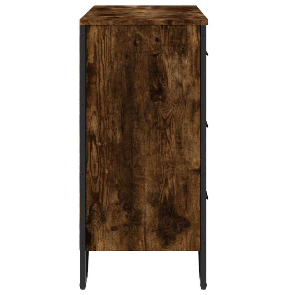 kommode 91x35,5x74,5 cm konstrueret træ røget egetræsfarve