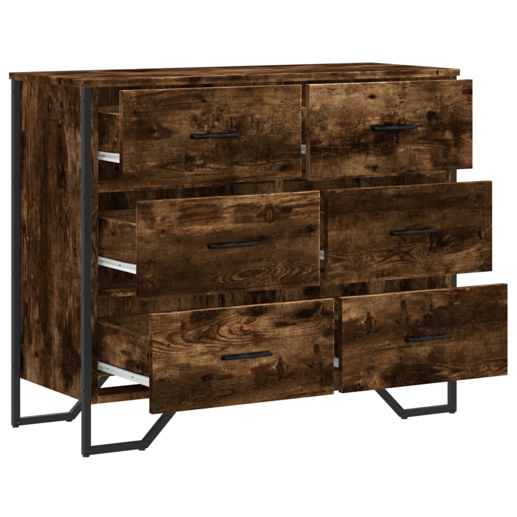 kommode 91x35,5x74,5 cm konstrueret træ røget egetræsfarve