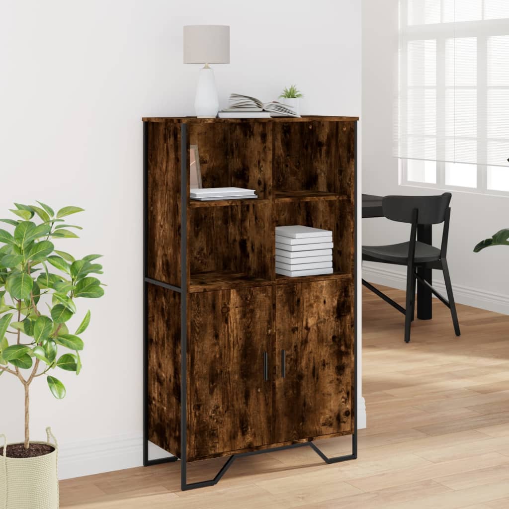 skab 79,5x35,5x137,5 cm konstrueret træ røget egetræsfarve