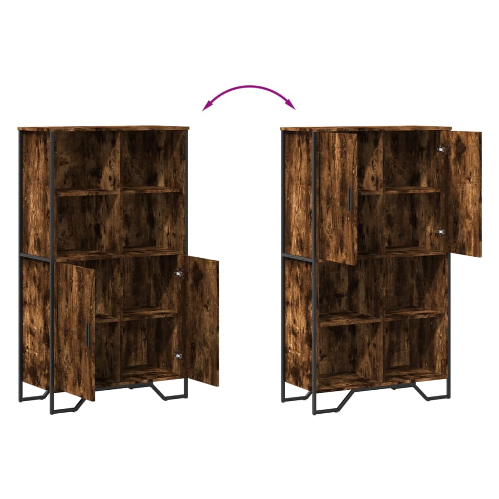 skab 79,5x35,5x137,5 cm konstrueret træ røget egetræsfarve