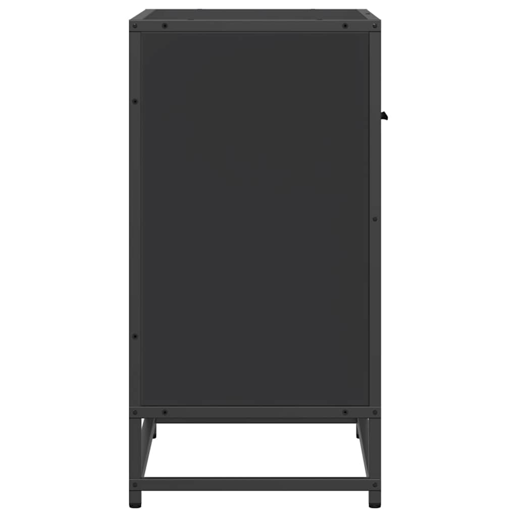 sengeskab sort 60x31x60 cm konstrueret træ og metal