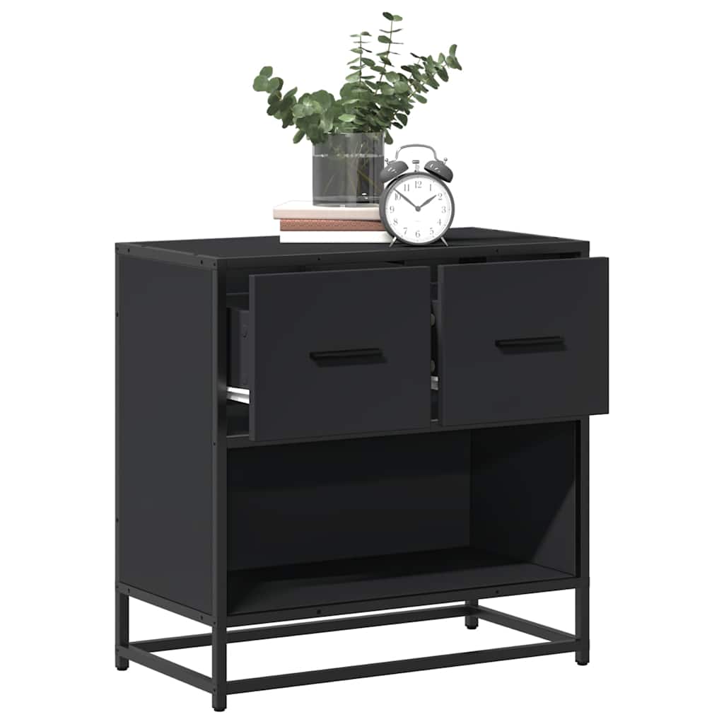sengeskab sort 60x31x60 cm konstrueret træ og metal