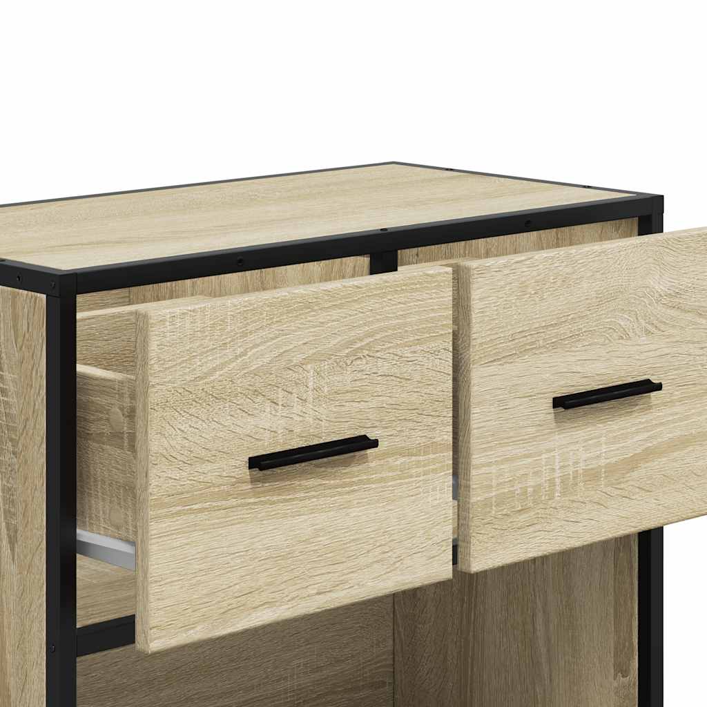 sengeskab sonoma-eg 60x31x60 cm konstrueret træ og metal