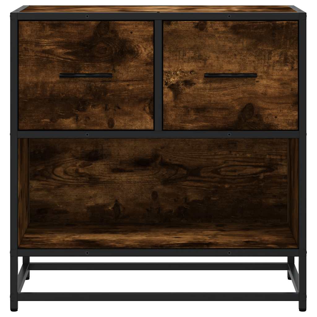 sengeskab røget egetræsfarve 60x31x60 cm konstrueret træ metal