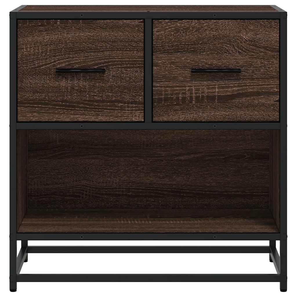 sengeskab brun egetræsfarve 60x31x60 cm konstrueret træ metal