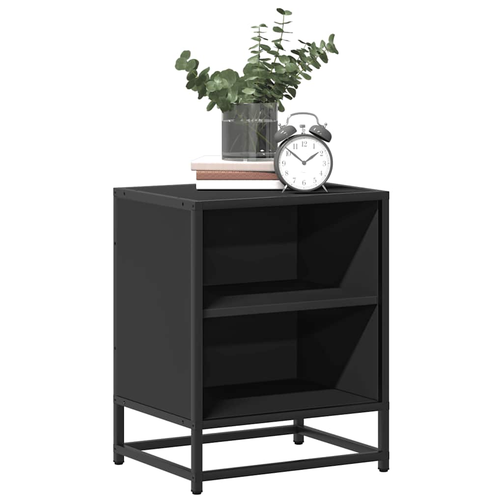 sengeskabe 2 stk. 40x31x50 cm konstrueret træ og metal sort