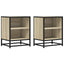 sengeborde 2 stk. 40x31x50cm konstrueret træ og metal sonoma-eg
