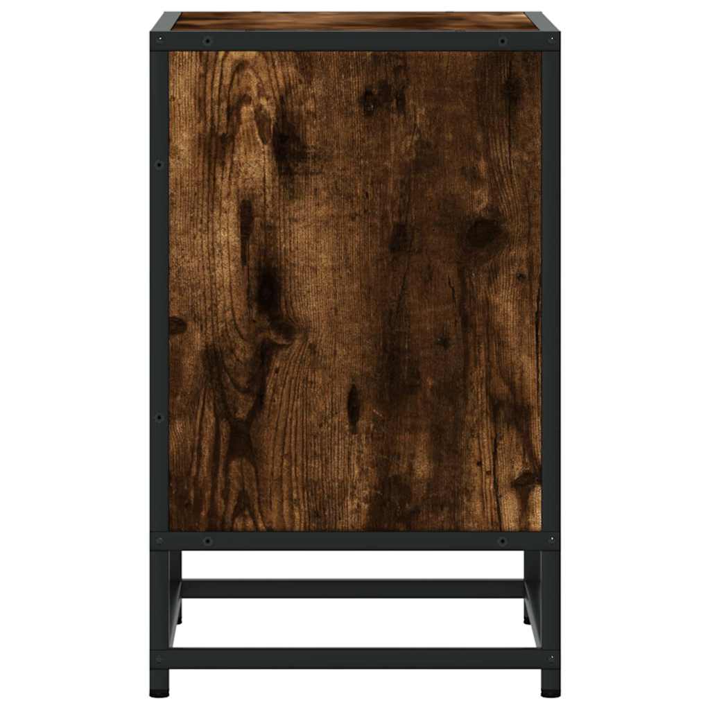 sengeborde 2 stk. 40x31x50cm konstrueret træ metal røget egetræ