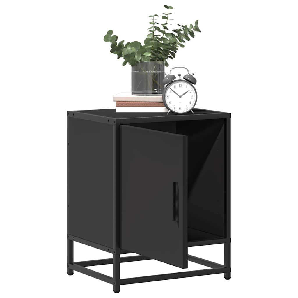 sengeskab 40x31x50 cm konstrueret træ og metal sort