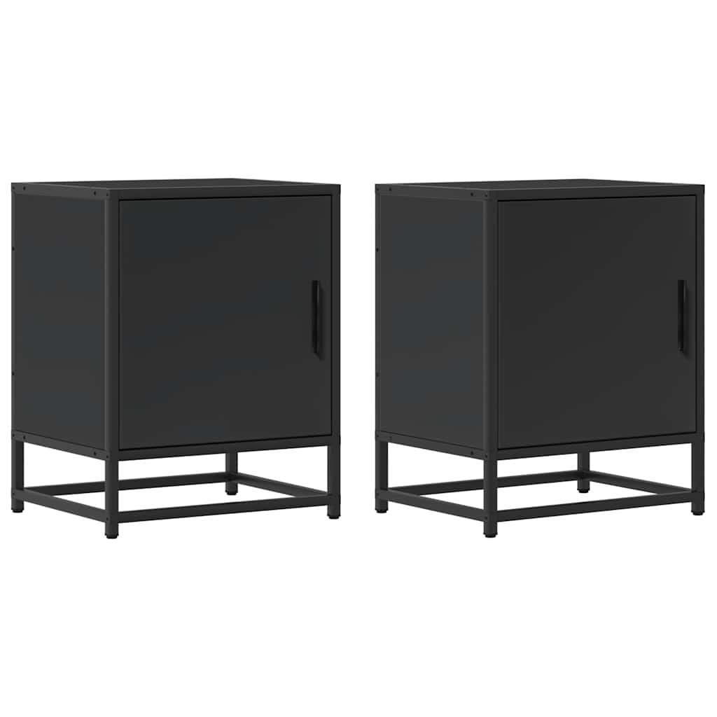 sengeskabe 2 stk. 40x31x50 cm konstrueret træ og metal sort