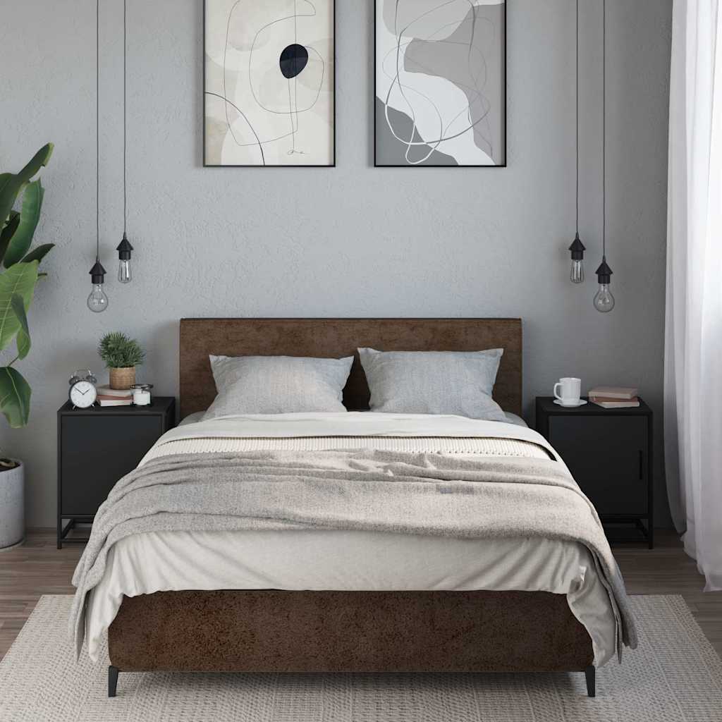sengeskabe 2 stk. 40x31x50 cm konstrueret træ og metal sort