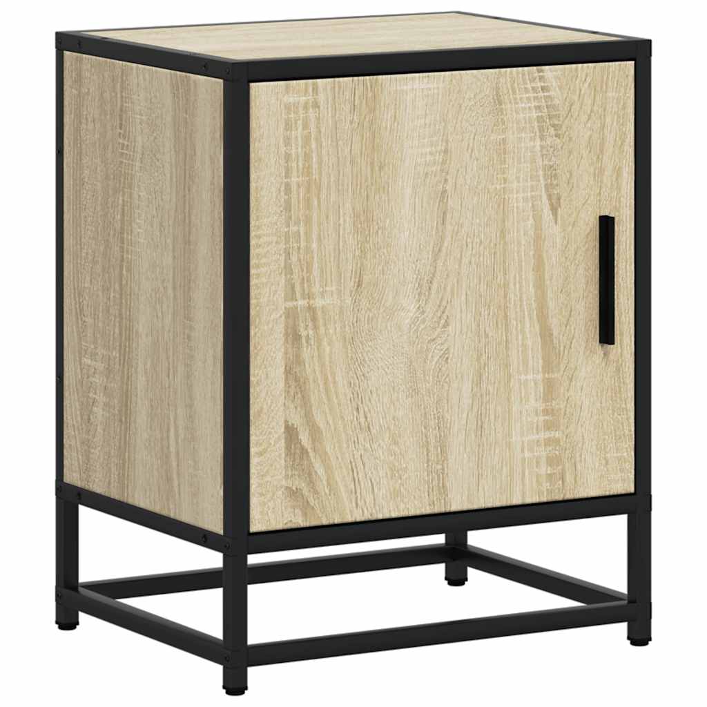 sengebord 40x31x50 cm konstrueret træ og metal sonoma-eg